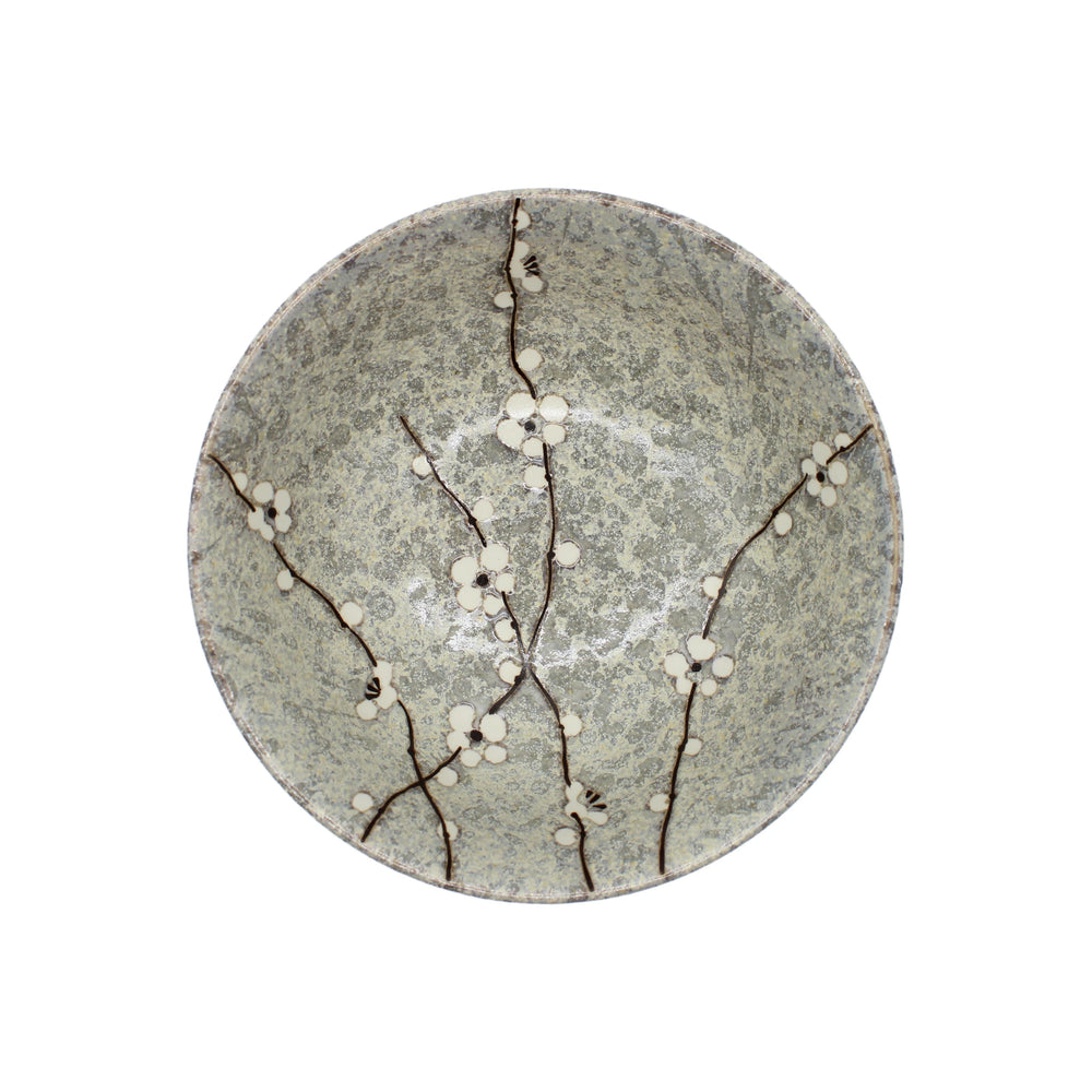 
                  
                    The Ramen Bowl - Grey Cherry Blossom is a round Japanese porcelain bowl with a light gray textured surface and cherry blossom design, ideal for soups, noodles, or salads.
                  
                
