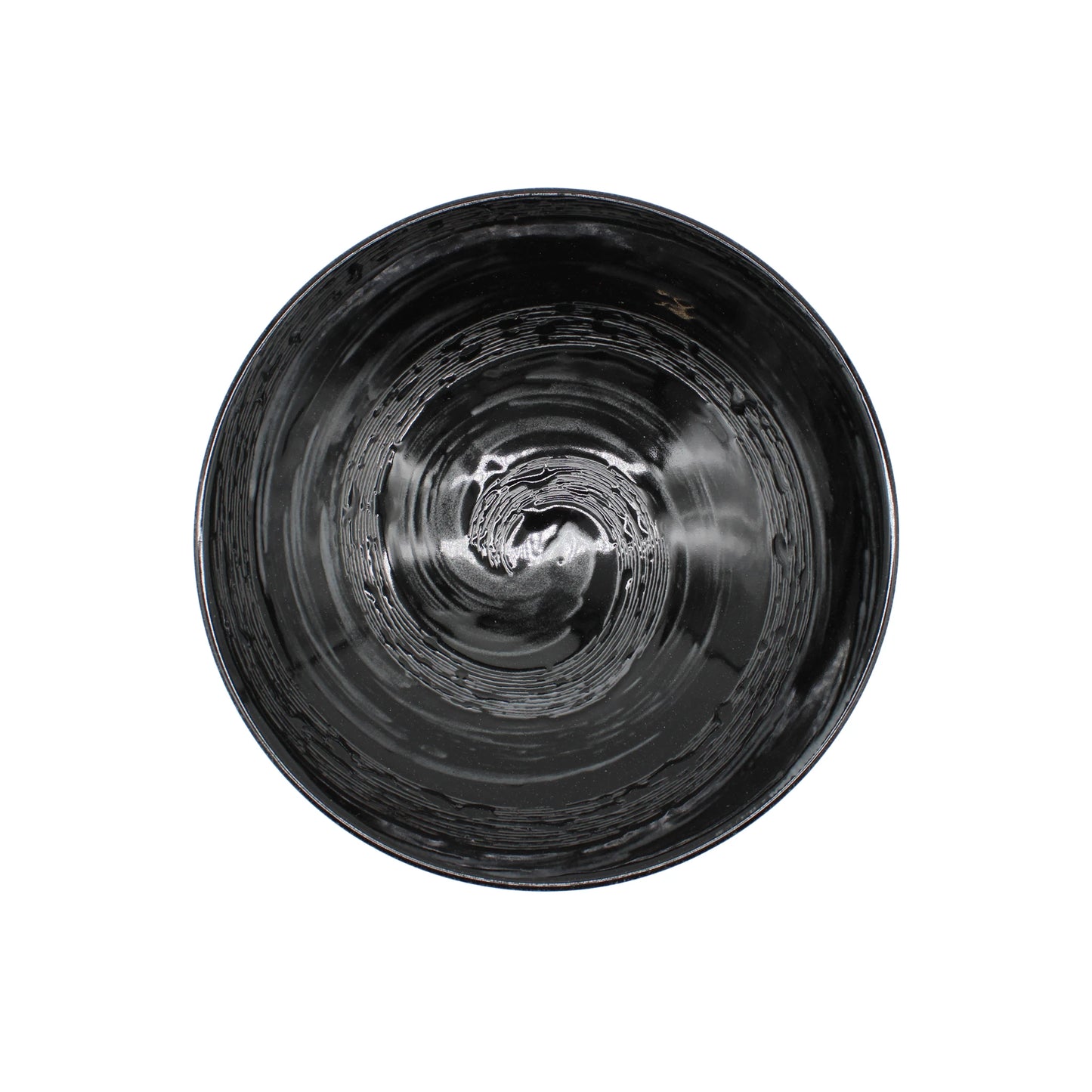 
                  
                    The Ramen Bowl - Gunmetal Swirl is a round black ceramic bowl with a glossy gunmetal swirl interior, showcasing exquisite Japanese craftsmanship when viewed from above.
                  
                