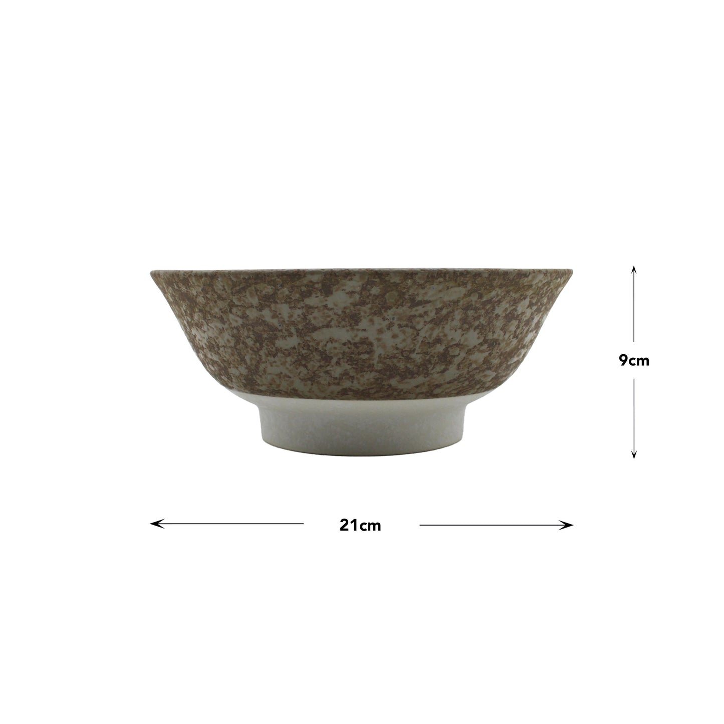 
                  
                    The Ramen Bowl - Lined Earth features a handcrafted mottled brown and white ceramic exterior, measuring 21 cm in diameter and 9 cm high—ideal for serving ramen or your favorite dishes.
                  
                