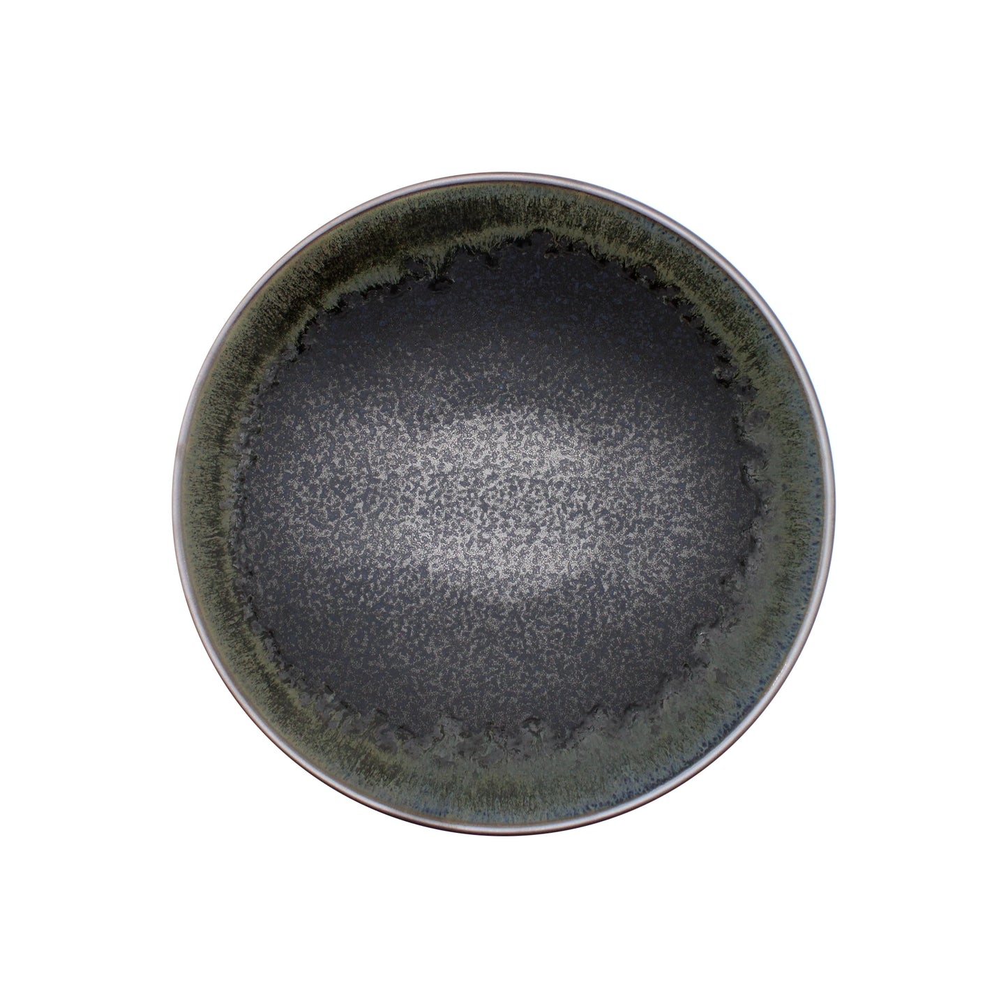 A Ramen Bowl - Matt Black with Gloss Rim, featuring a dark matte finish and glossy edge, viewed from above on a white background.