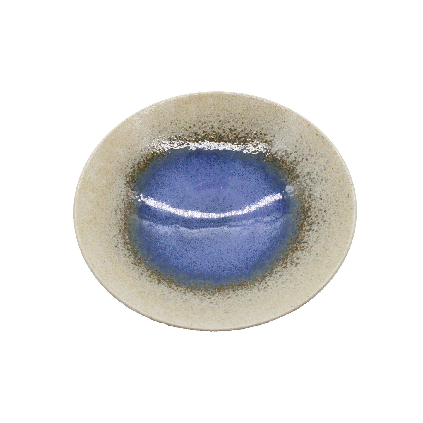 The Ramen Bowl - Minoyaki Mori Aya White and Blue is handcrafted in Japan with the Minoyaki technique, featuring a beige outer rim and glossy blue center.