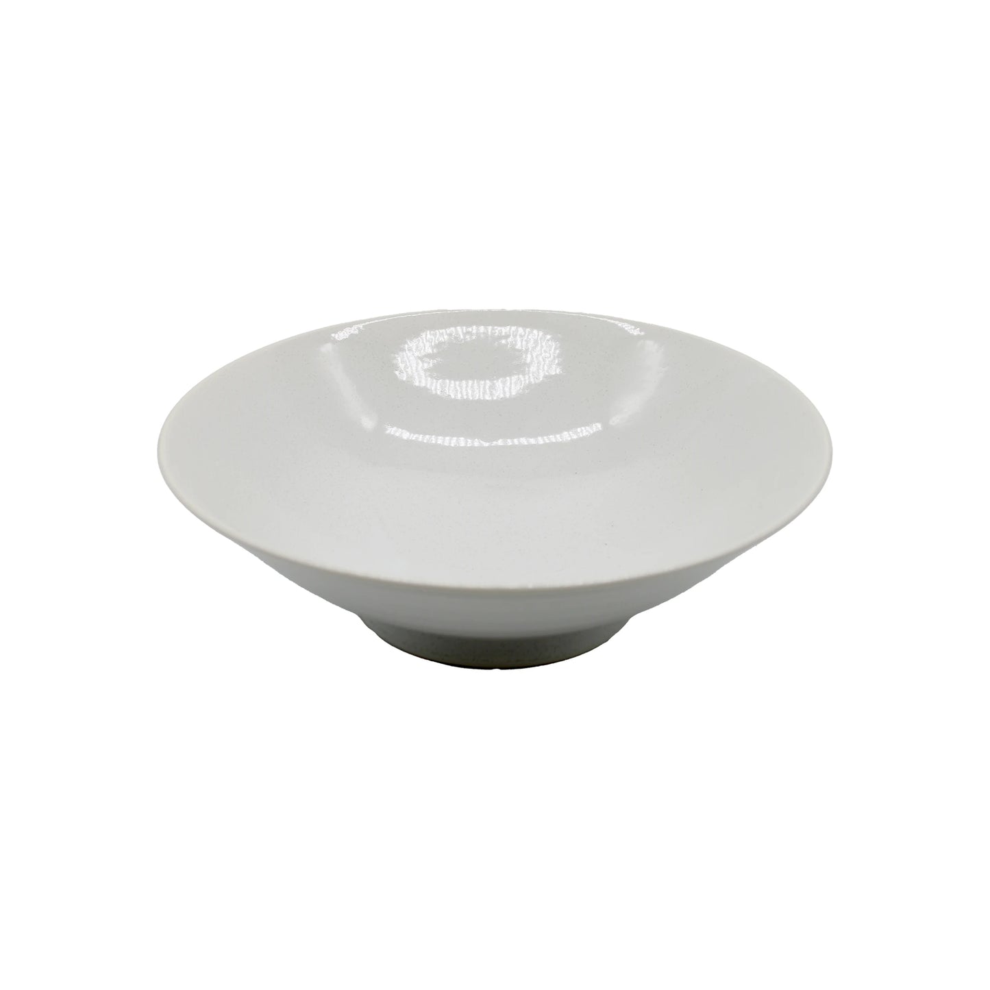 The Ramen Bowl - Parchment White is a Minoyaki porcelain bowl with a wide rim and shallow depth, featuring a subtle Japanese aesthetic, photographed against a white background.