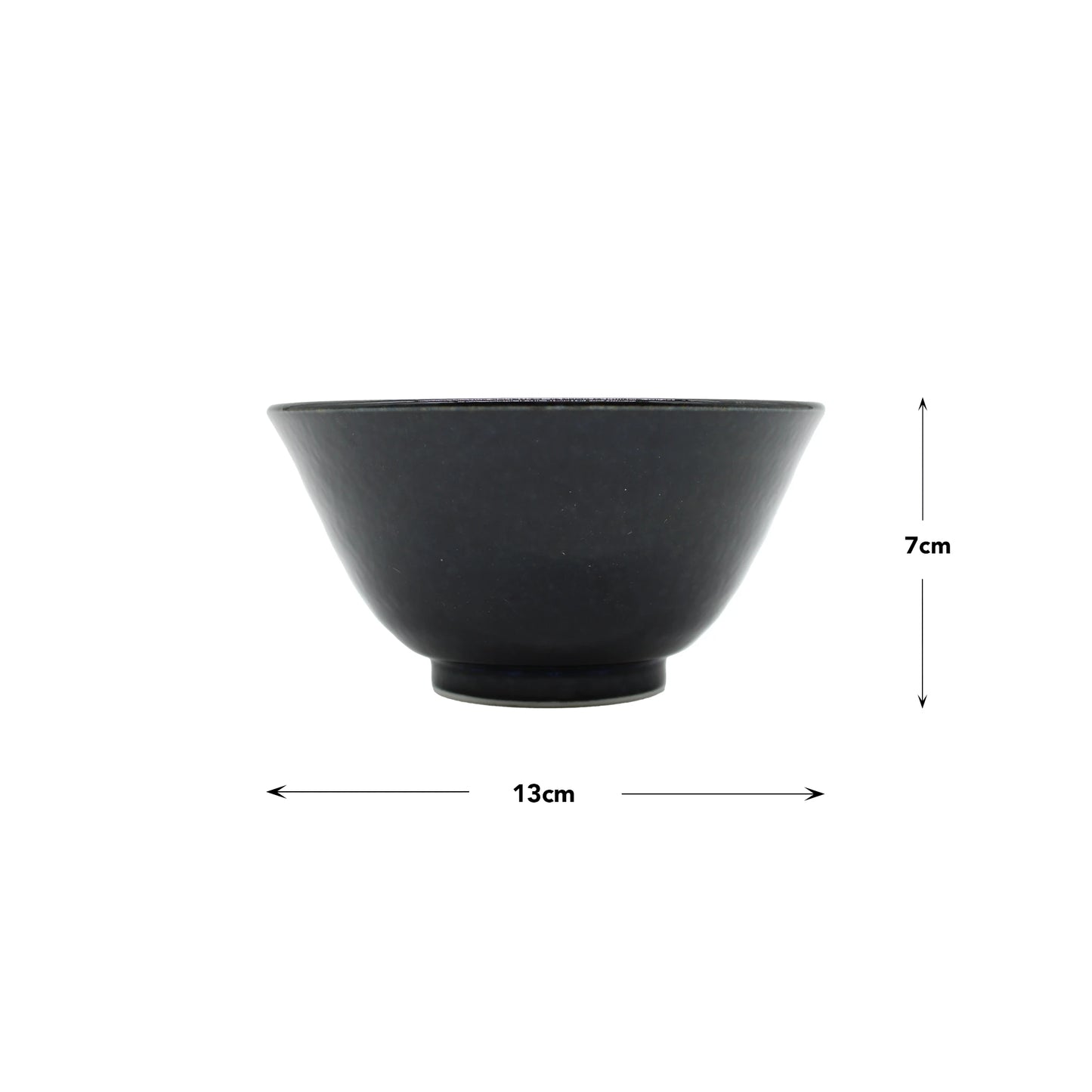 
                  
                    Rice Bowl - Blue Cherry Blossom, 13 cm diameter and 7 cm height, displayed on a white background with measurement arrows. Features an elegant cherry blossom design for a refined touch.
                  
                