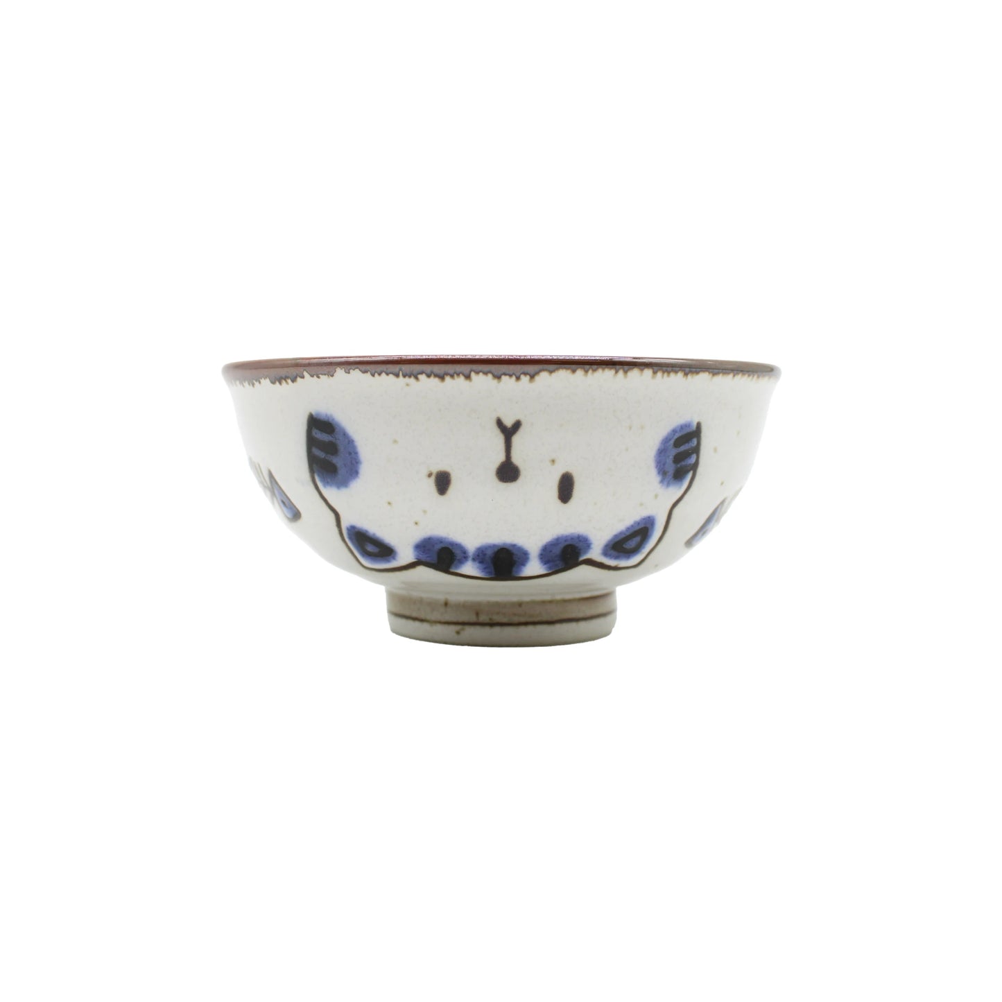 
                  
                    The Rice Bowl - Kawaii Cat features a Japanese-inspired ceramic design with a white base and blue and brown hand-painted abstract patterns, making it perfect as a kawaii rice bowl and attractive when viewed from the side.
                  
                