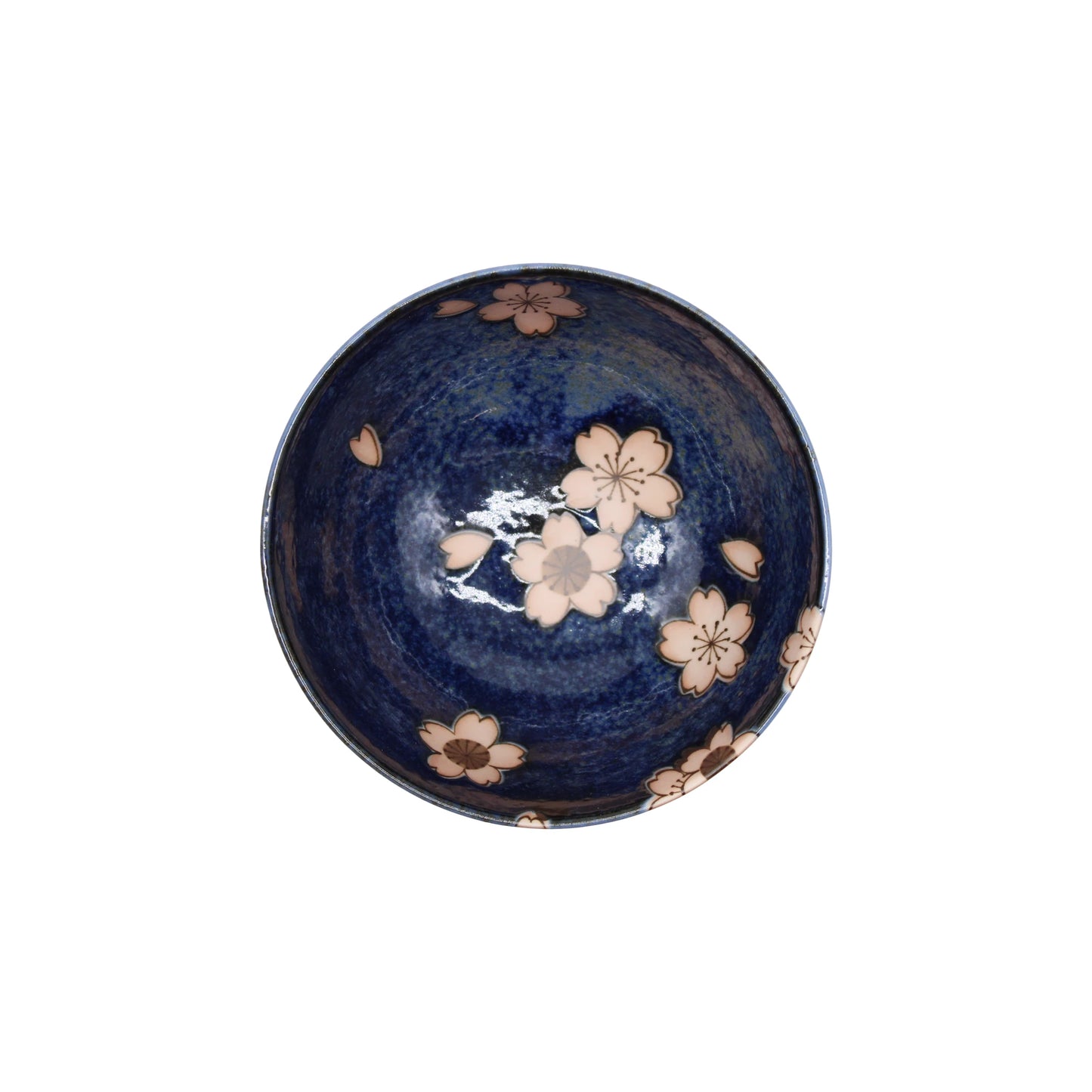 
                  
                    A navy blue ceramic bowl with a glossy finish, featuring an intricate pink sakura pattern inside, is shown from above on a white background. The Rice Bowl Gift Set - Navy Blue & Pink Sakura is an elegant Japanese rice bowl that makes a stunning addition to any ceramic gift set.
                  
                