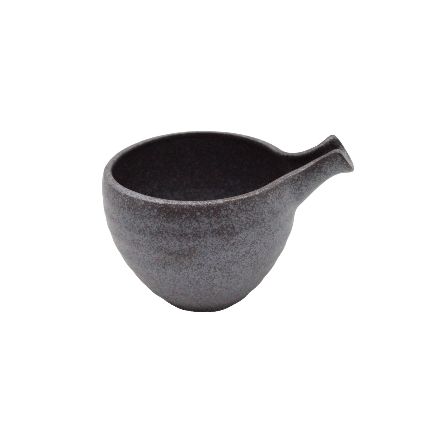 The Minoyaki Tetsu Sake Carafe is a dark gray ceramic vessel with a spout, crafted in Gifu Prefecture and shown against a white background.