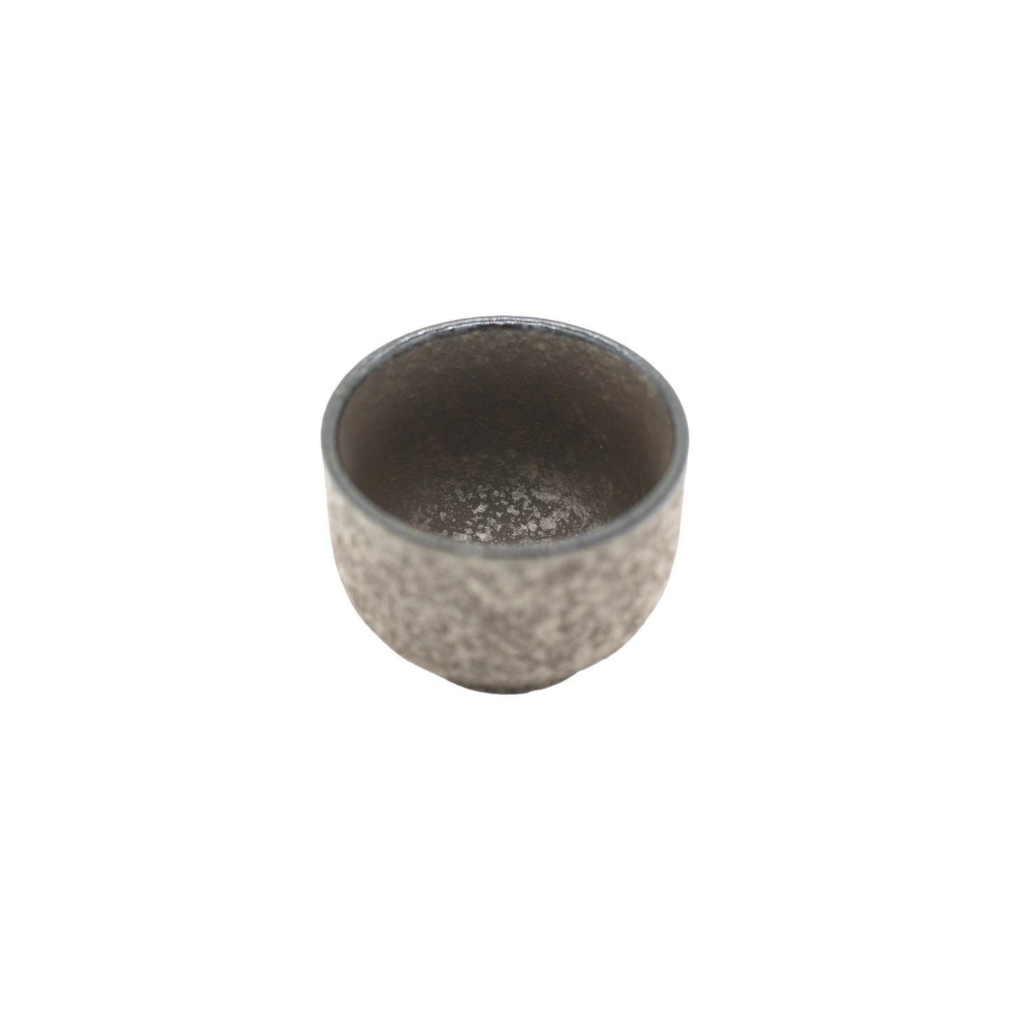 
                  
                    The Sake Cup - Earth is a small, gray, textured cup with a rounded shape that highlights Japanese ceramic craftsmanship, set against a plain white background.
                  
                