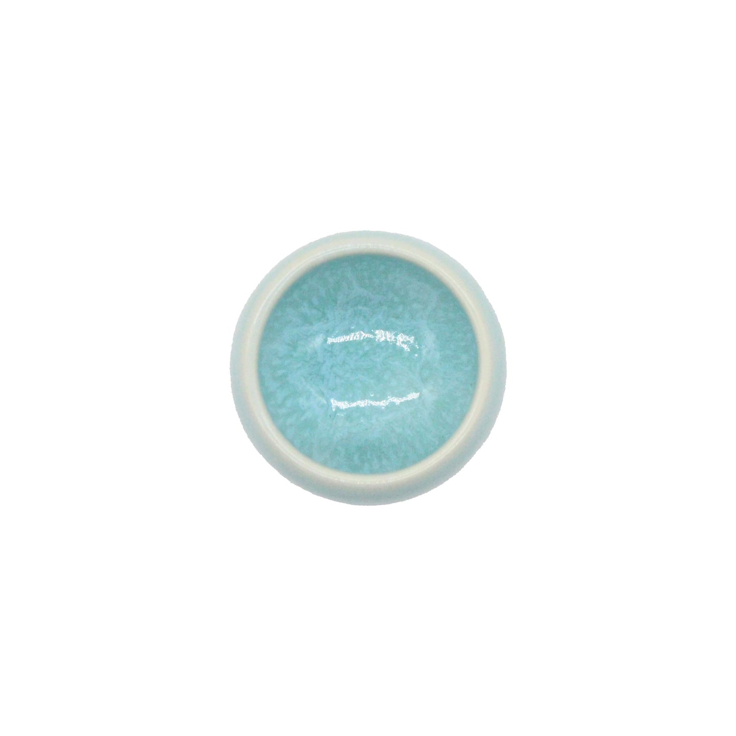 
                  
                    The Minoyaki Seiryuu Sake Cup is a small, round pottery bowl with a glossy pale blue interior and a white rim, shown from above on a white background.
                  
                
