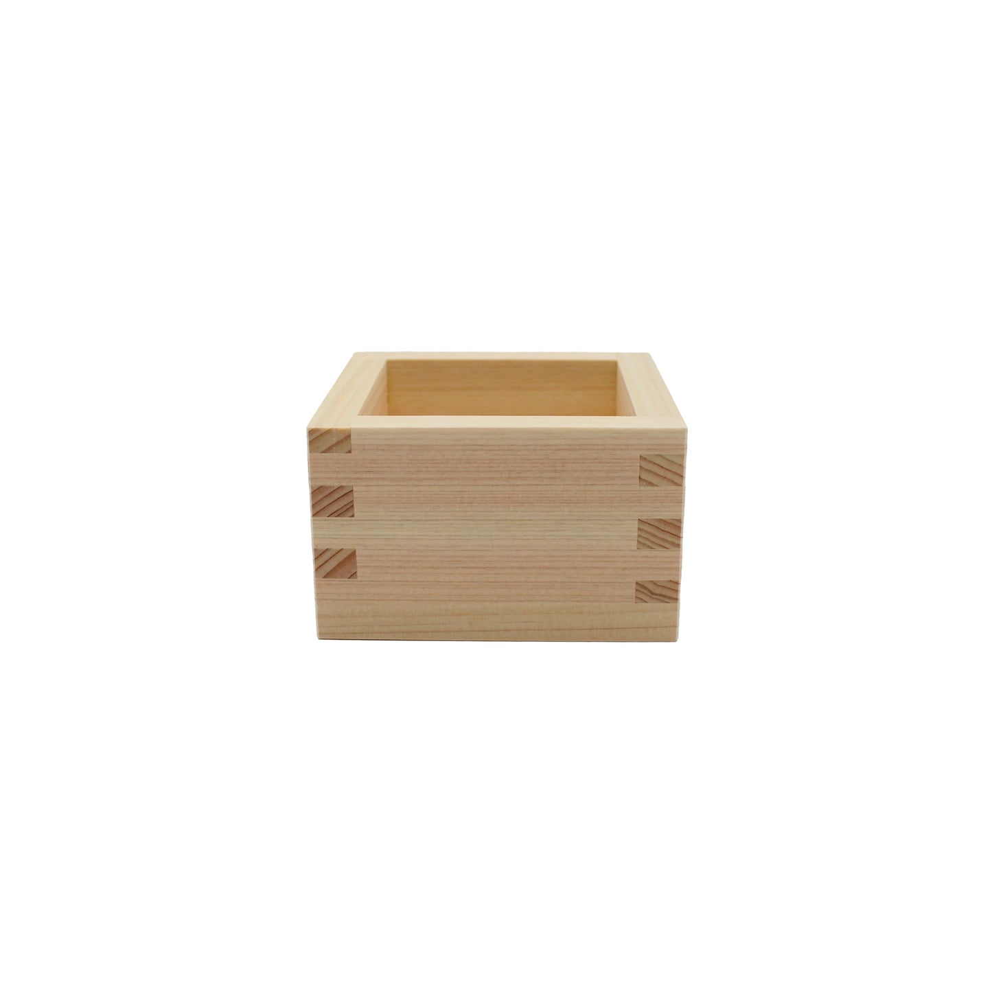 
                  
                    The Sake Cup - 'Masu' Wood is a small, square Japanese wooden cup with visible interlocking joints, shown against a white background.
                  
                