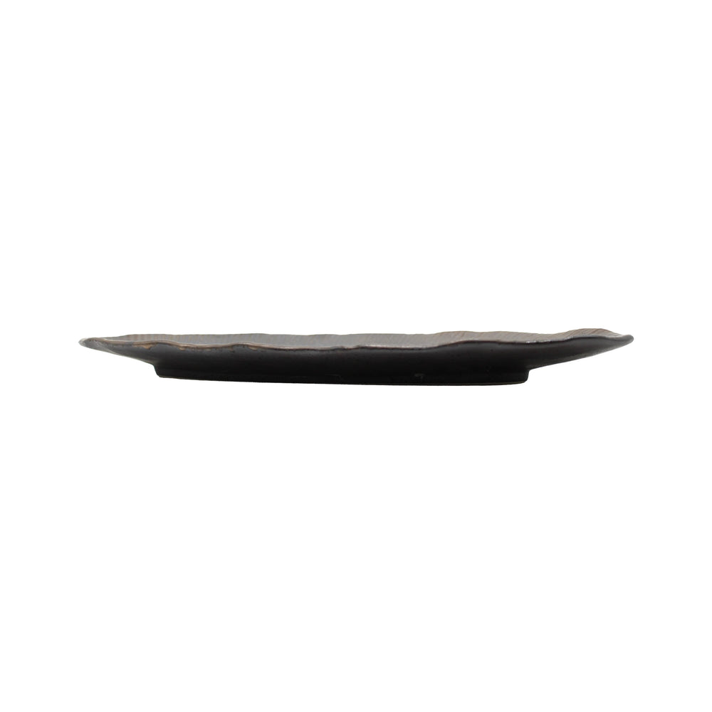
                  
                    The Sashimi Platter - Oval in Midori Green is a flat, oval ceramic plate with a slightly uneven rim, inspired by Japanese wabi-sabi aesthetics, shown from a side view against a white background.
                  
                