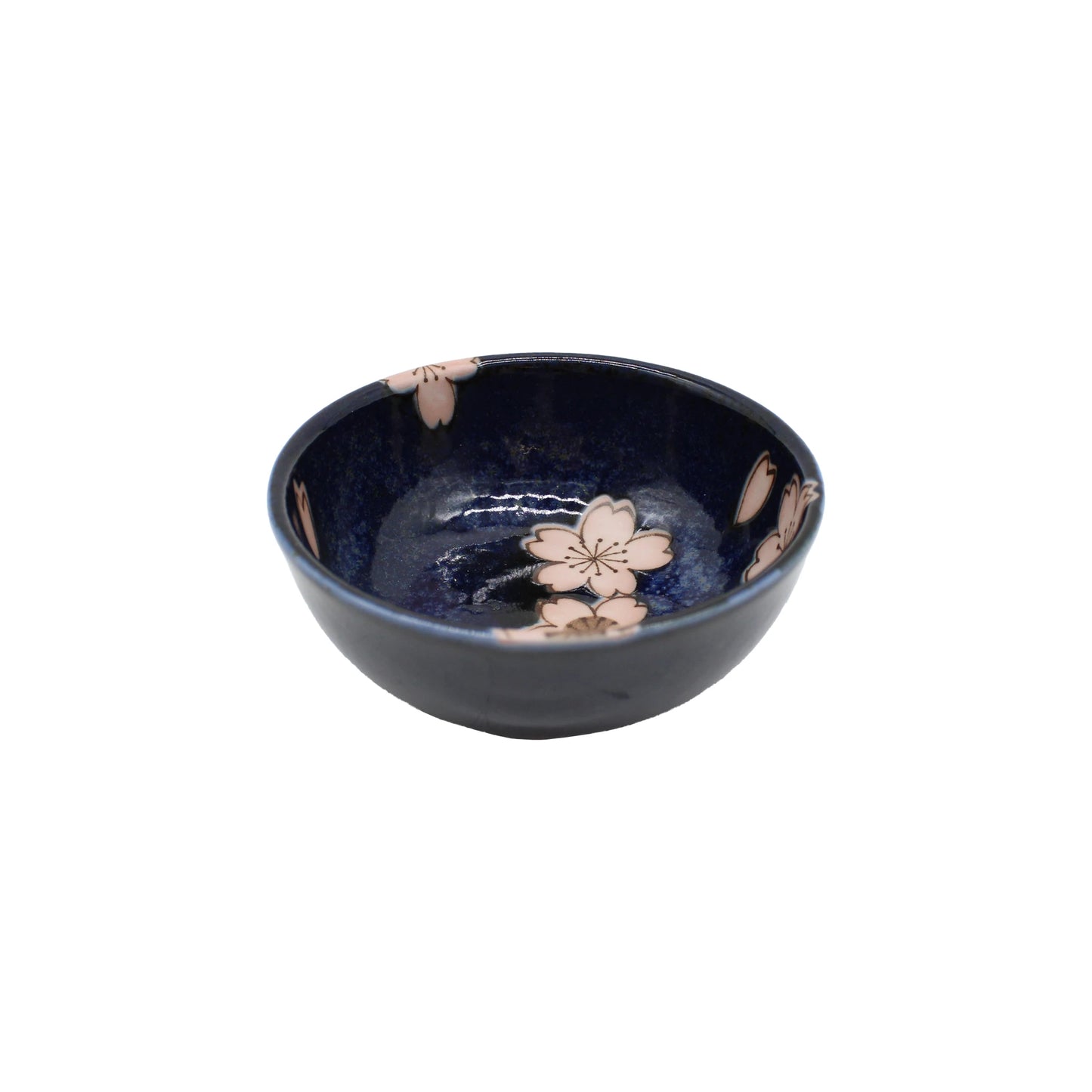 
                  
                    The Soy Sauce Dish - Navy & Pink Sakura Blossom is a small, dark blue ceramic dish inspired by Japanese tableware with delicate sakura blossom designs on both the interior and exterior.
                  
                