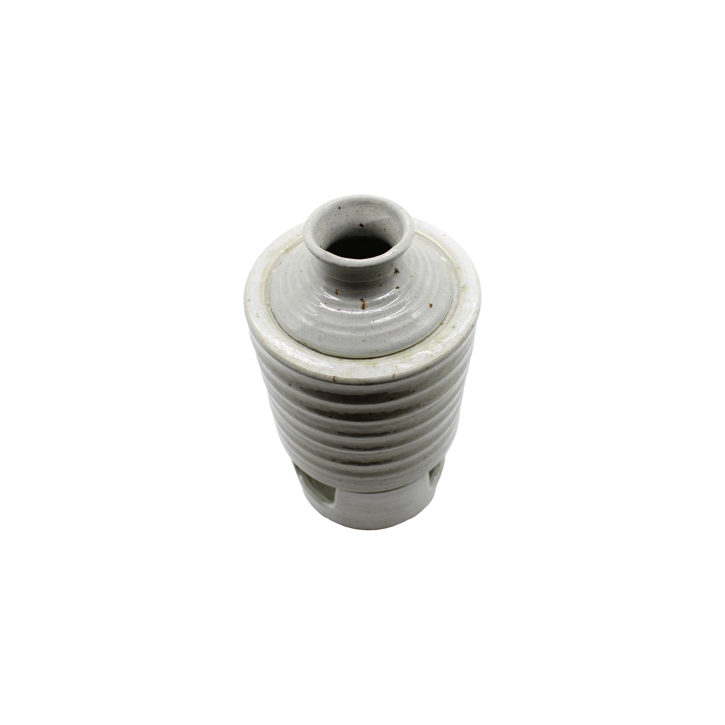 
                  
                    The Ceramic Seiji Sake Warmer features a ribbed texture and narrow opening, finished in Seiji glaze. Shown from above on a white background.
                  
                