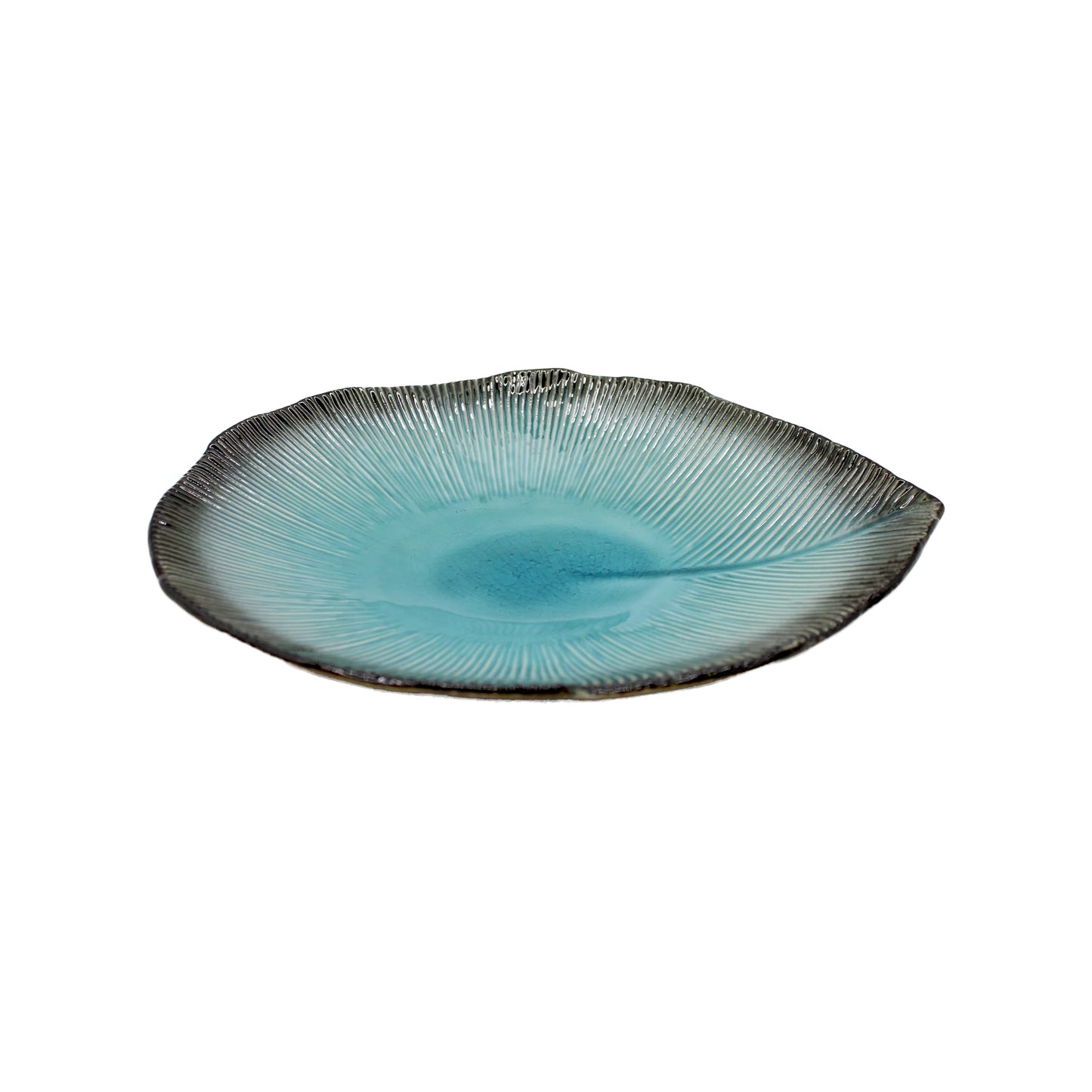 
                  
                    The Shallow Serving Bowl - Sky Blue is a round Minoyaki porcelain bowl featuring a textured, radiating pattern and slightly uneven edges, showcased against a white background.
                  
                