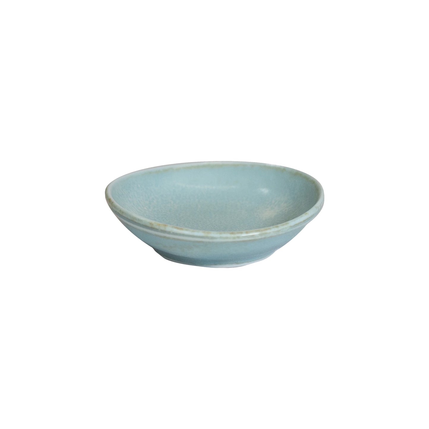 The Soy Sauce Dish - Soda Blue is a shallow, round Minoyaki porcelain bowl in light blue with a smooth surface, perfect for serving dipping sauces. Shown against a plain white background.