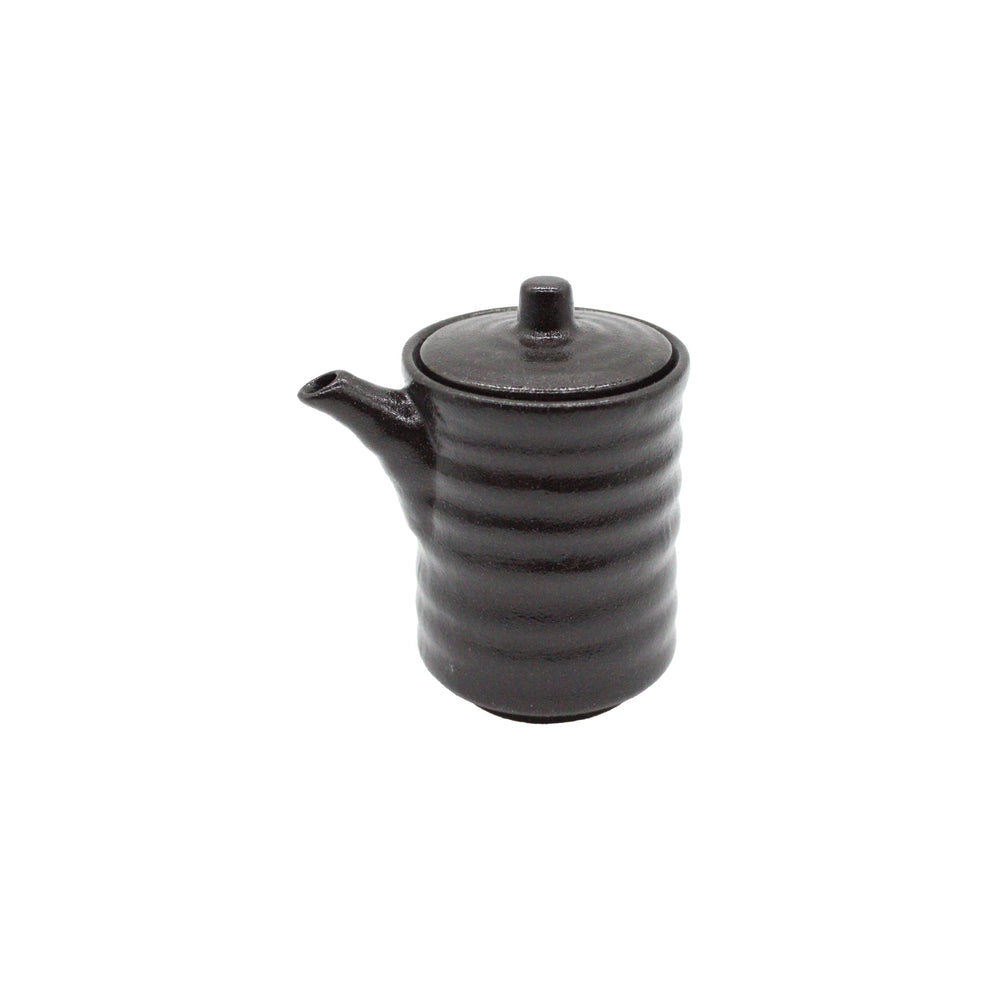 Soy Sauce Pourer - Black Ribbed Design