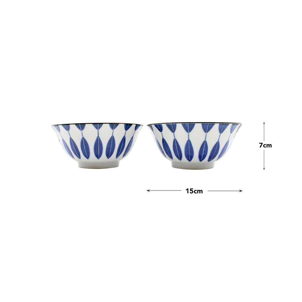 
                  
                    The Sunflower Design Bowls Boxed Set - White & Blue features two ceramic bowls, 15 cm wide and 7 cm high, with blue sunflower patterns on white. Displayed side by side on a white background, they showcase elegant Japanese-inspired style.
                  
                