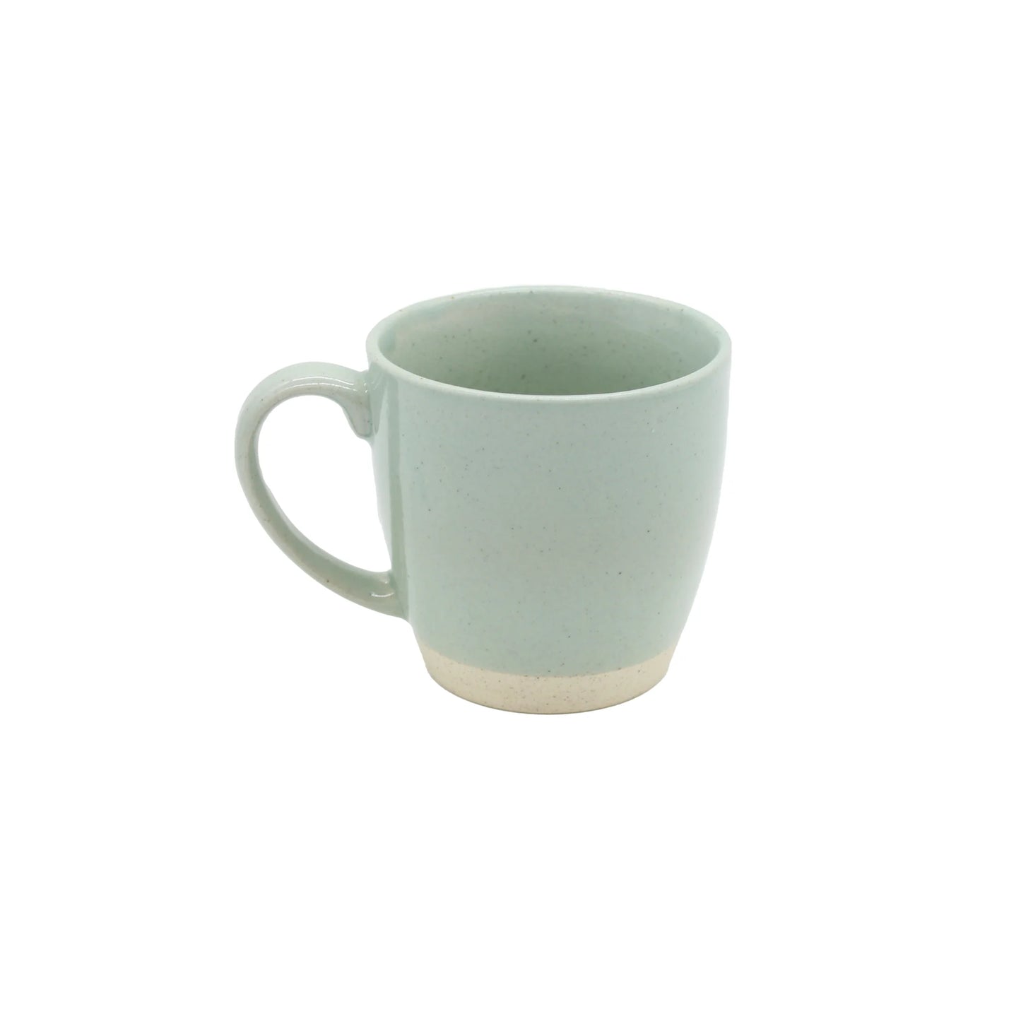 The Taikon Mug - Tomei Blue features a duck egg blue glaze, wide handle, and beige base; this artisan ceramic piece is displayed against a plain white background.
