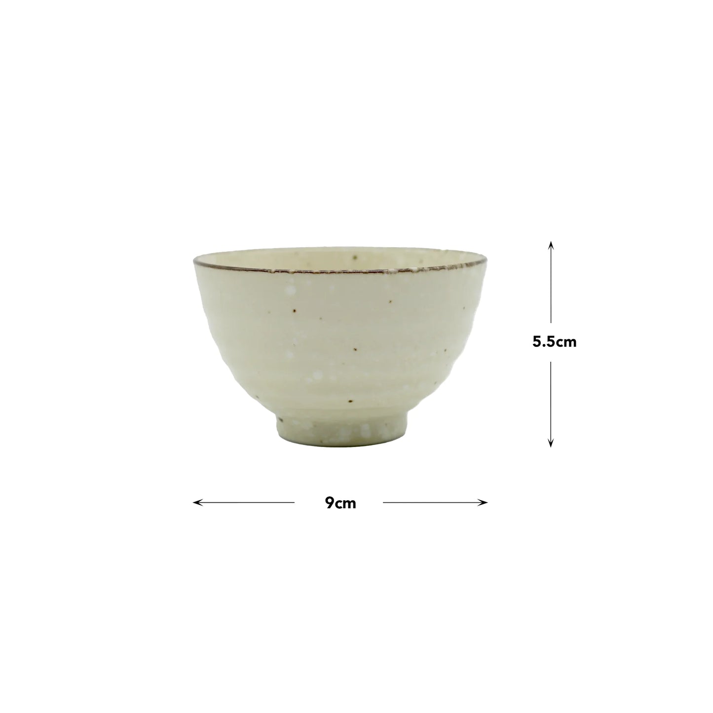 
                  
                    The Tea Cup - Fleck is a cream-colored ceramic cup with a slightly textured fleck finish, inspired by traditional Japanese designs, and measures 9 cm in diameter by 5.5 cm in height.
                  
                