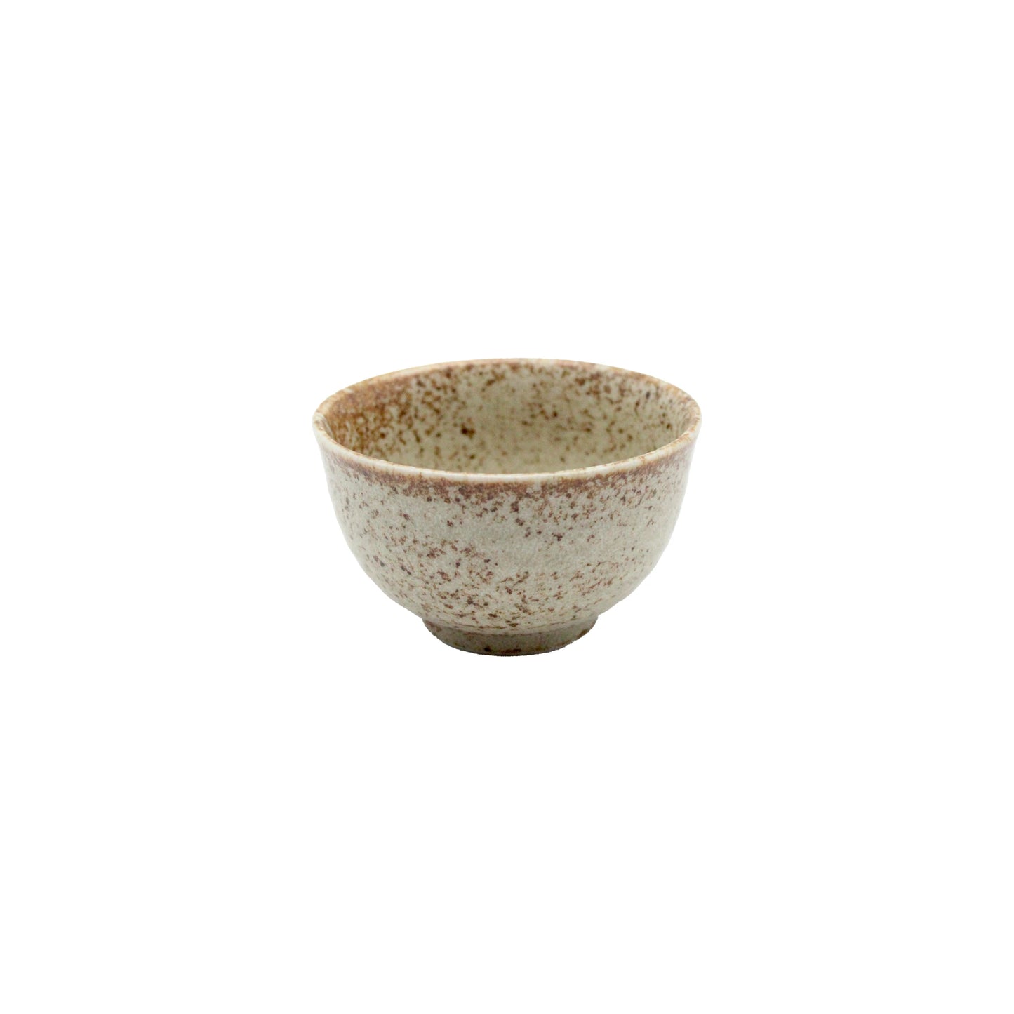 The Tea Cup - Sand Fade is a small handmade ceramic cup with a speckled beige and brown glaze, inspired by Japanese tableware and shown against a plain white background.
