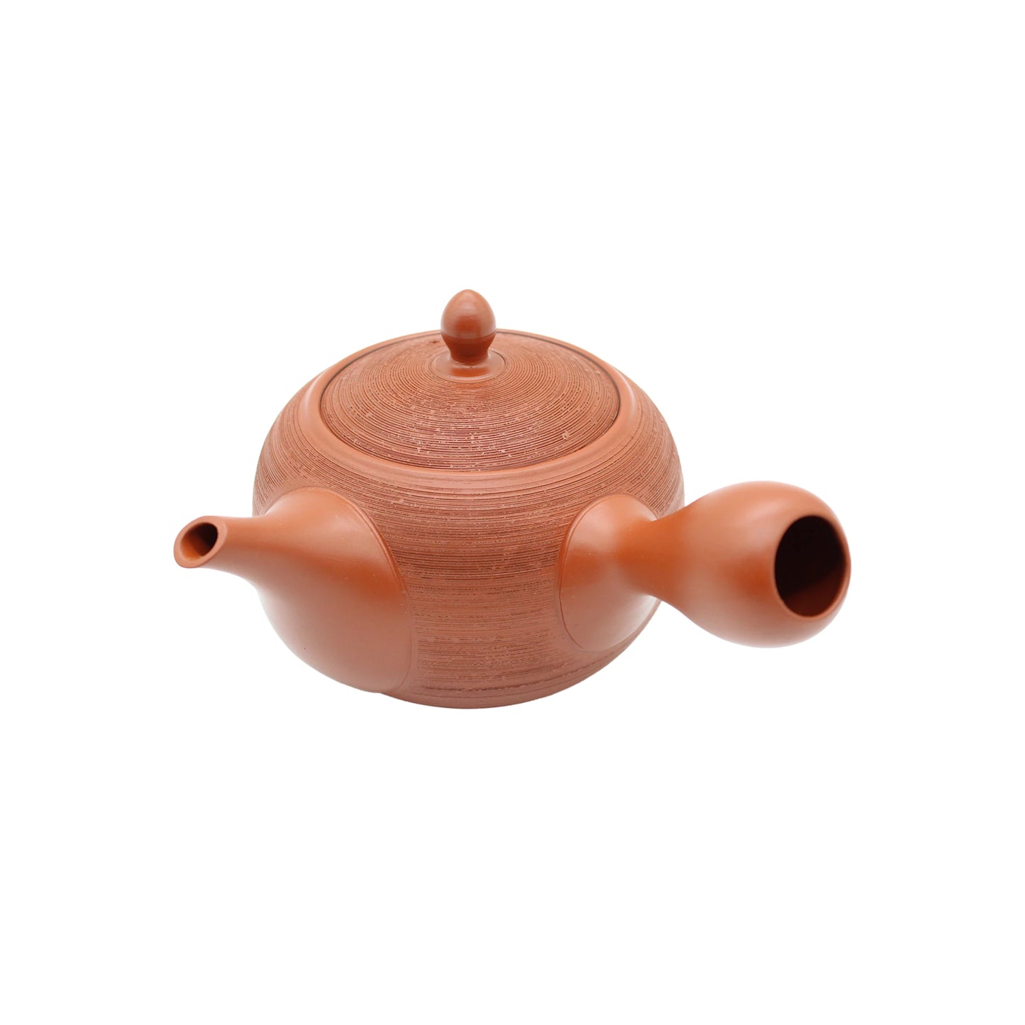 Terracotta Kyusu Yokode Teapot - 620ml, featuring a side handle, short spout, and fitted lid inspired by traditional Japanese design, is shown on a white background.
