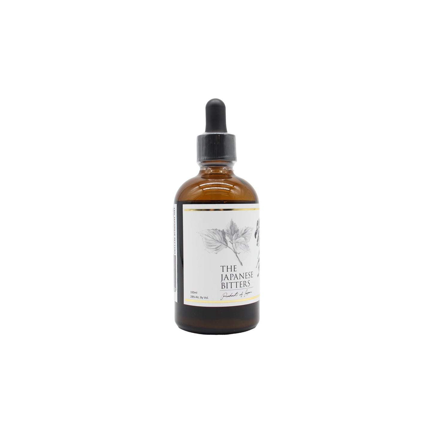 
                  
                    A brown glass bottle with a black dropper cap labeled Japanese Shiso Bitters - 100ml, ideal for adding aromatic bitters to cocktails, on a white background.
                  
                