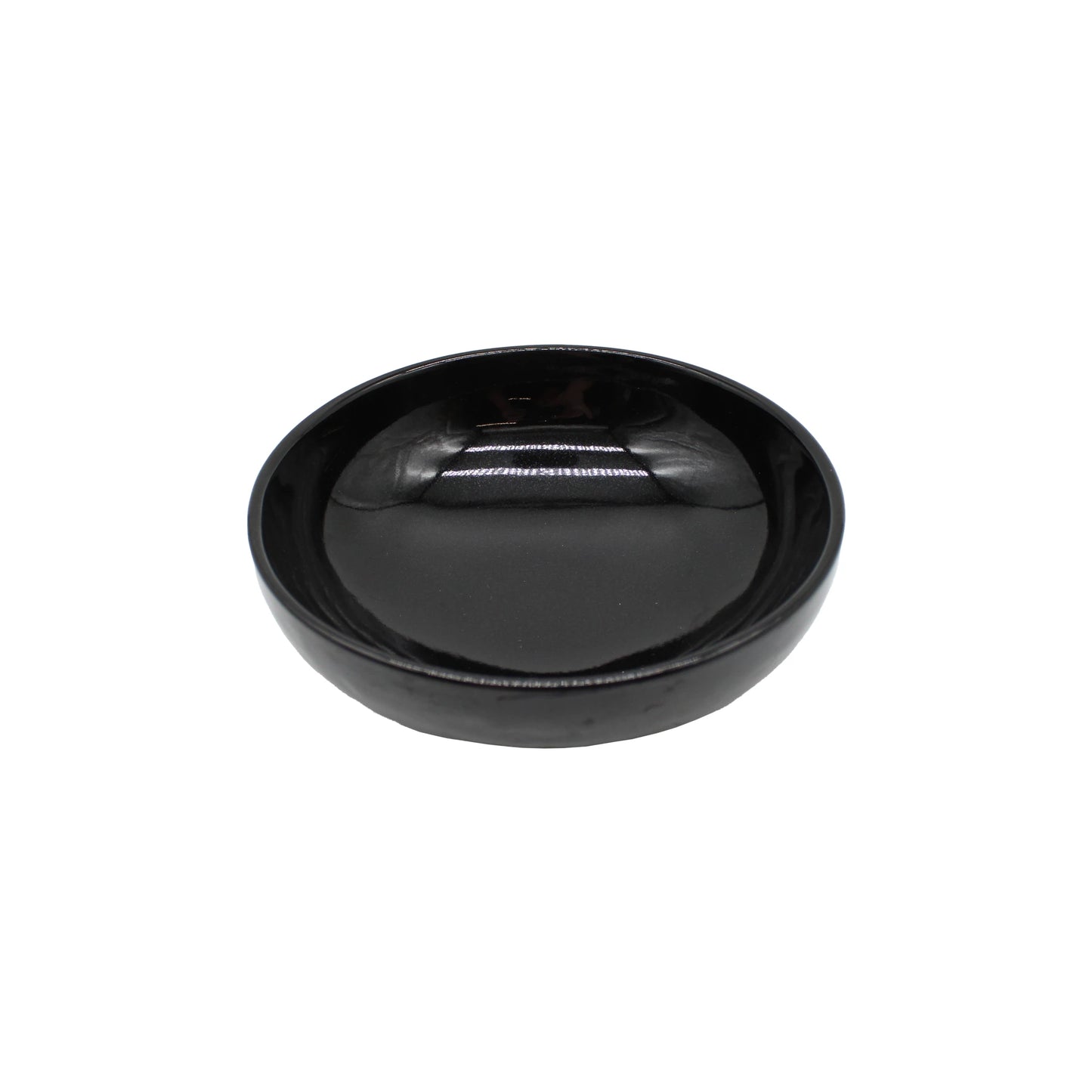 
                  
                    Shallow Earthenware Bowl - Black Glaze, featuring a glossy black ceramic finish and handcrafted in the style of Japanese earthenware, photographed on a white background.
                  
                