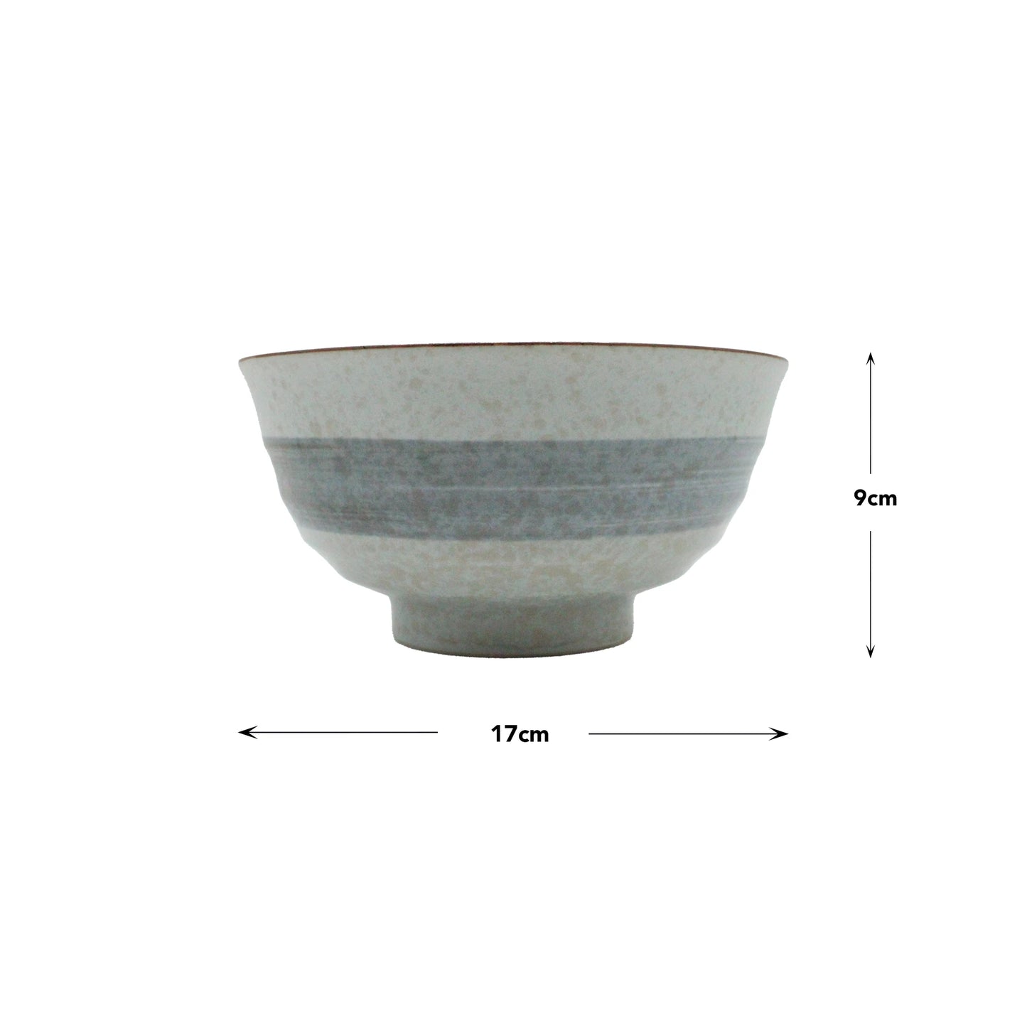 Sakura cherry design udon ceramic bowl with dimensions on a white background