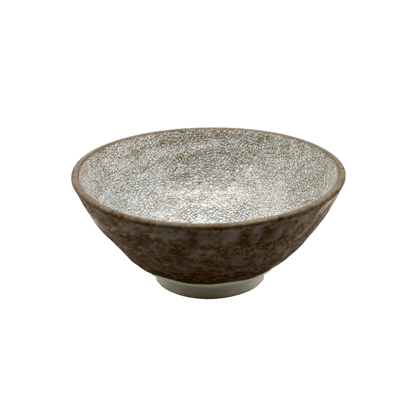 The Udon Bowl - Grey Crazed features a textured, speckled grey and white glaze on Minoyaki porcelain, highlighting artisan craftsmanship. Photographed against a plain white background.
