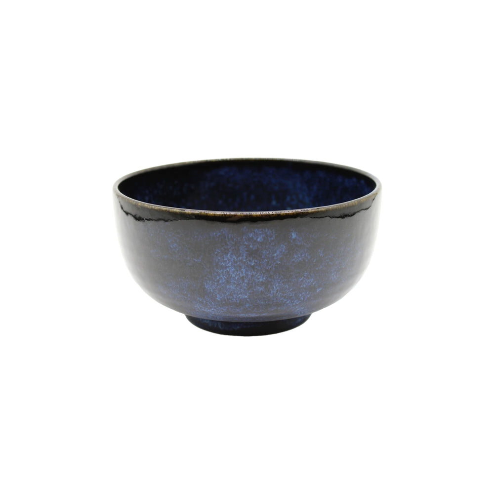 The Udon Bowl - Indigo Blue is a handcrafted artisan bowl with a glossy, dark blue and black speckled finish inspired by Japanese porcelain udon bowls, shown against a white background.