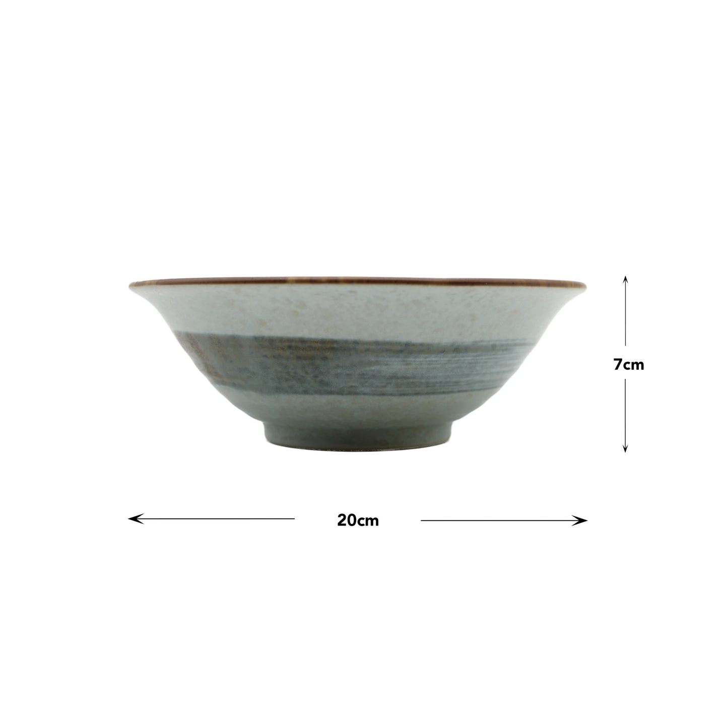 
                  
                    The Udon Bowl - Light Green Cherry Blossom, a Japanese porcelain bowl with sakura motif (20 cm diameter, 7 cm height), is displayed against a white background with measurement arrows.
                  
                