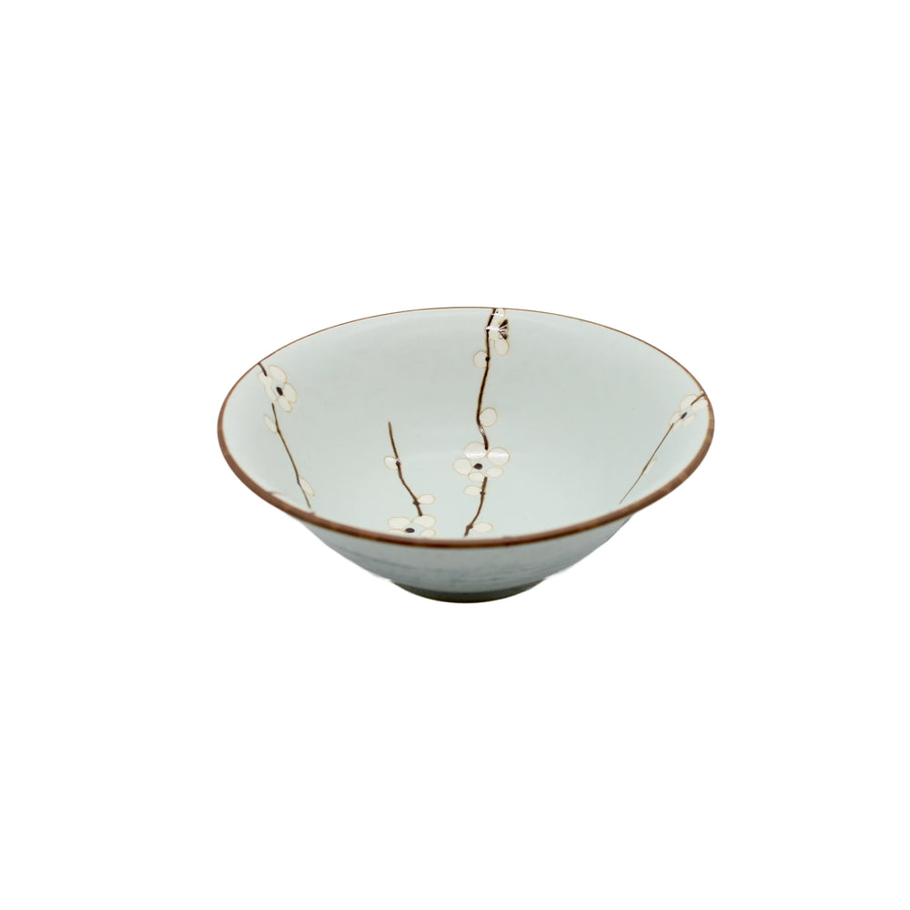 A light green Japanese porcelain bowl called Udon Bowl - Light Green Cherry Blossom, decorated with a simple cherry blossom design and elegant branch and flower details.