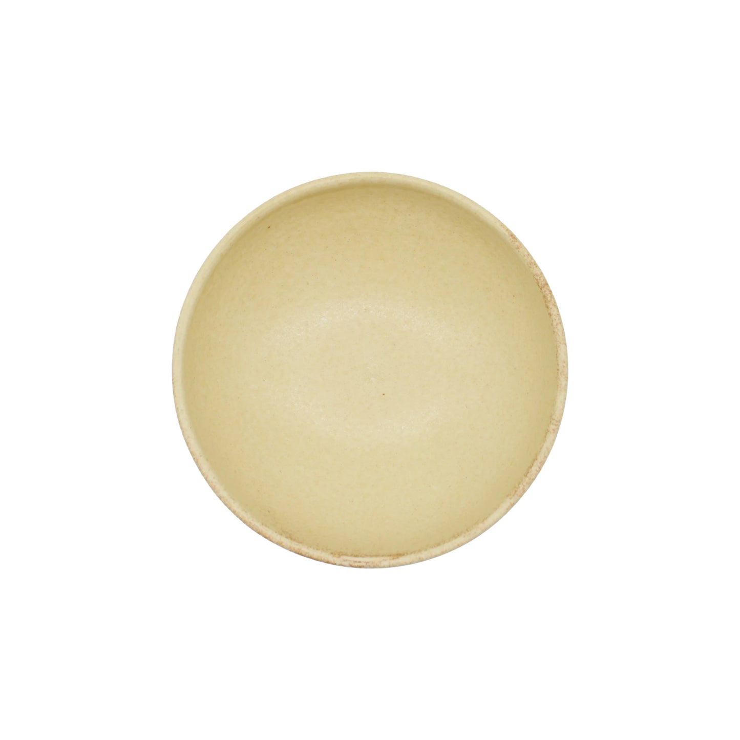 
                  
                    A top view of an empty, round Shallow Earthenware Bowl, handcrafted from beige Iga clay, displayed on a white background.
                  
                