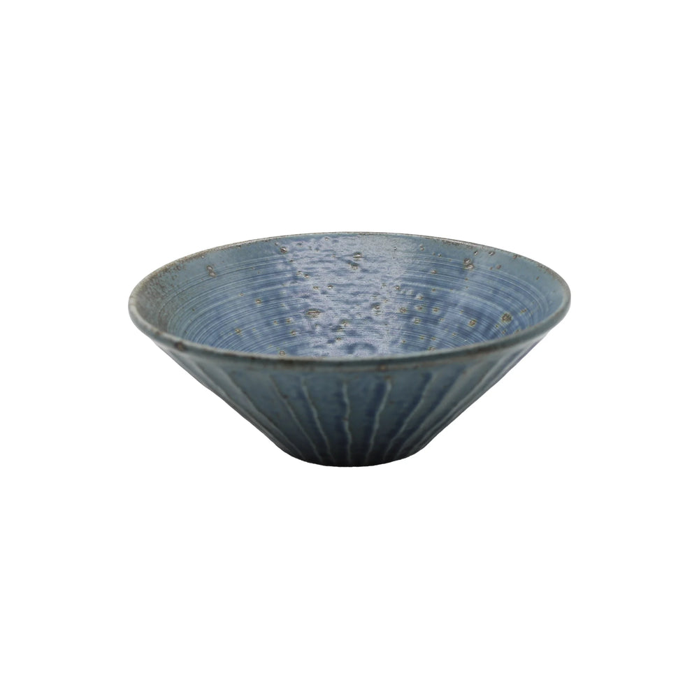 The Udon Bowl - Rustic Blue features a wide rim, blue glazed finish, and subtle textured patterns for a rustic look, shown against a plain white background.