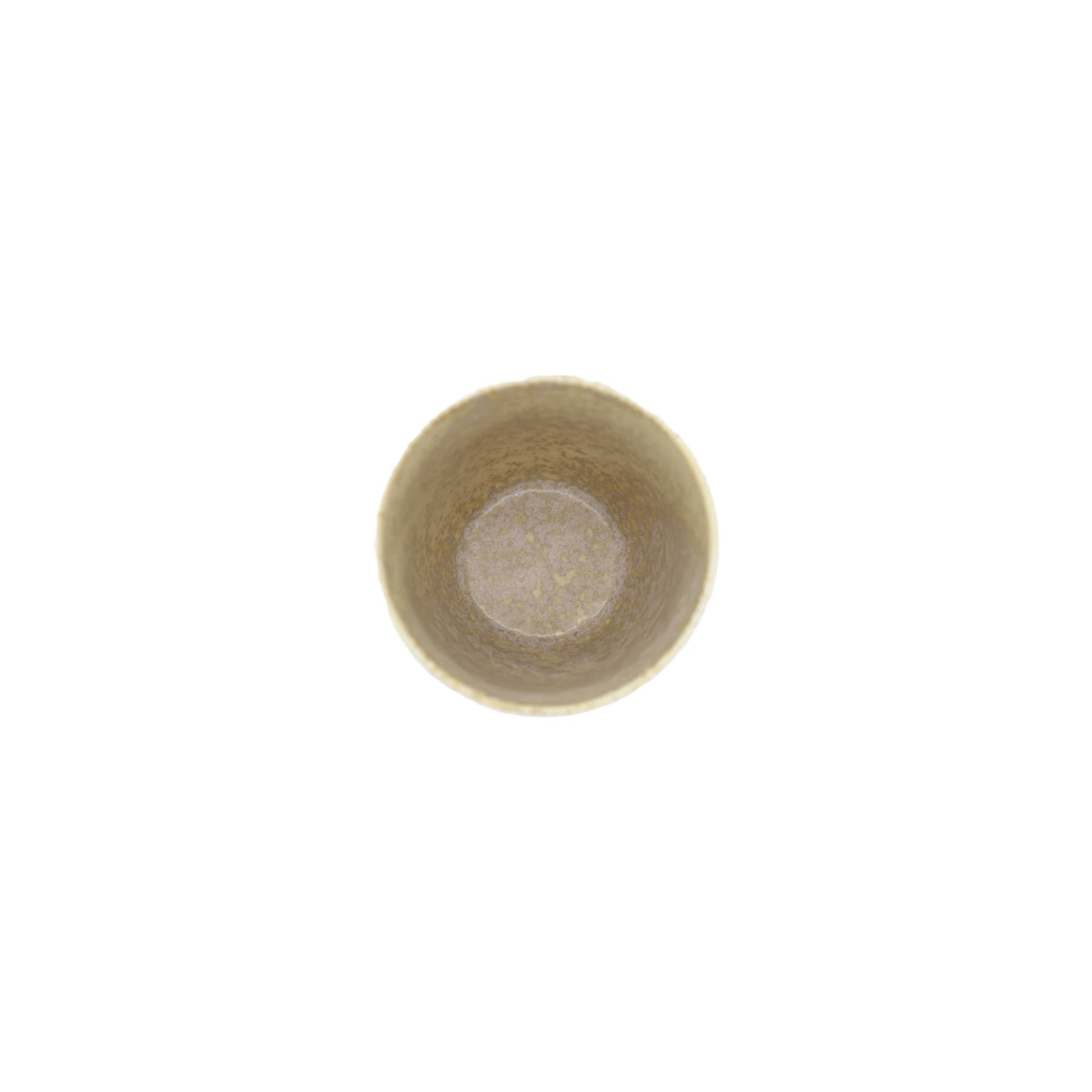 A small, empty, round Minoyaki porcelain Tea Mug - White Fade viewed from above on a plain white background.
