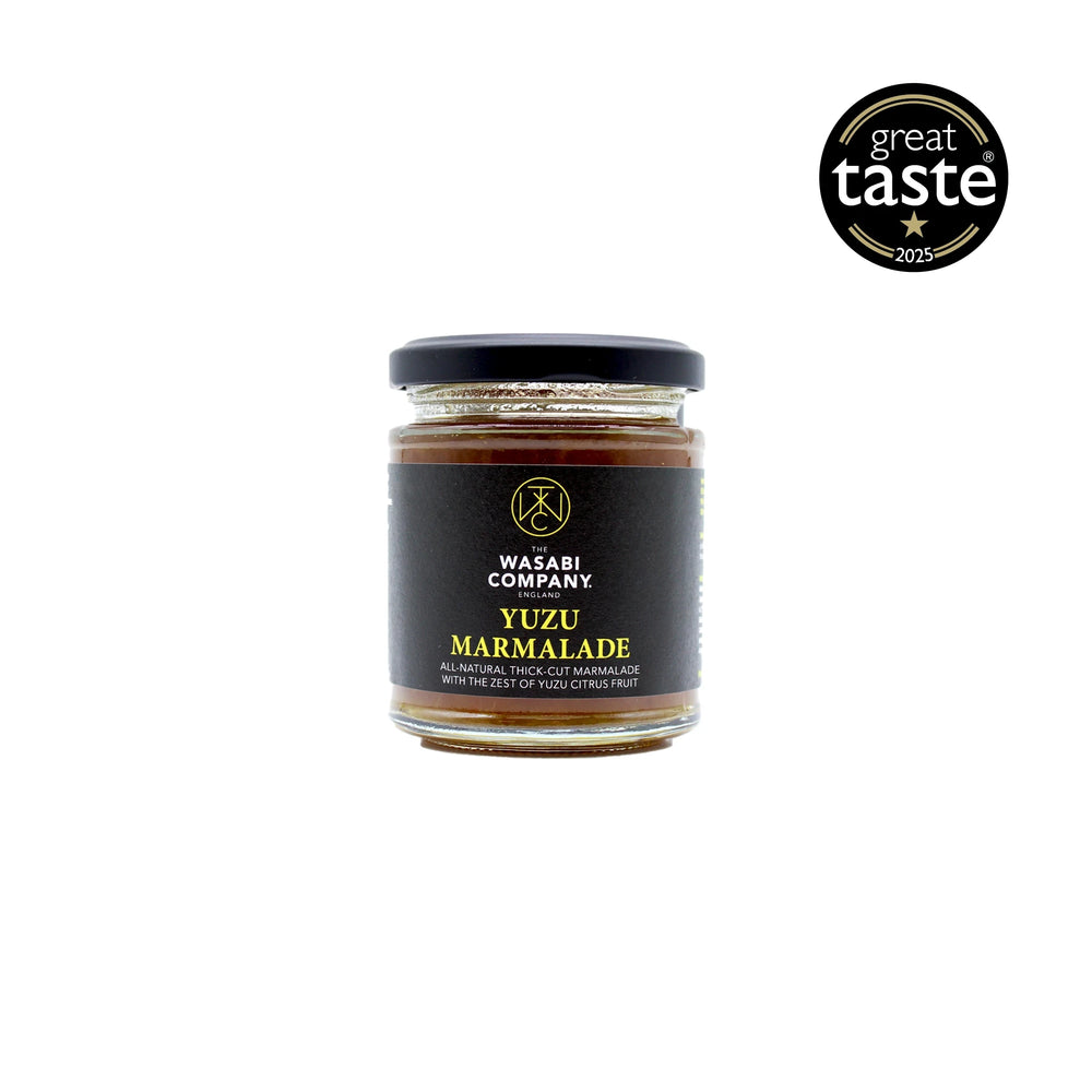 Jar of Yuzu Marmalade from Wasabi Company with Great Taste award on a white background