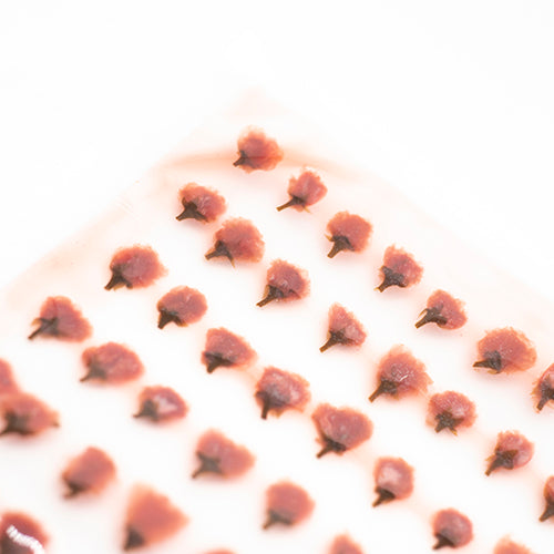 
                  
                    A close-up of a sheet featuring small, raised pink and brown spots on white, reminiscent of cherry blossom petals and inspired by Hanami preservation, evoking the look of Cherry Blossoms in Syrup -100 flowers.
                  
                