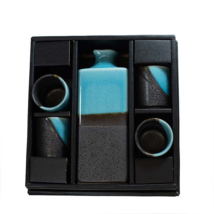 
                  
                    Sake Carafe & 4 Cup Set - Metallic & Blue
                  
                