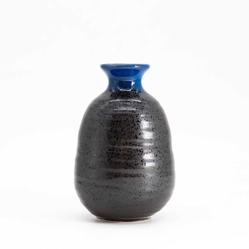 Sake Carafe - Grey with Blue Top