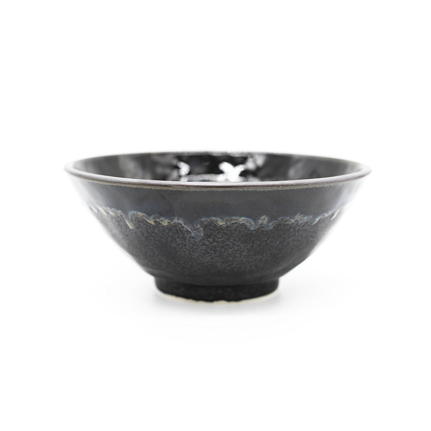 
                  
                    The Udon Bowl - Matt Black with Shiny Edge is a handmade ceramic bowl featuring a slightly flared rim and a glossy, textured edge, displayed against a plain white background.
                  
                